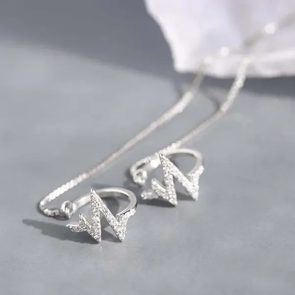 Rücken Ohrringe Koreanische Welle Zirkon Mädchen Geometrische Strass Kette Clip Herzschlag Ohr Manschette Kristall Clips