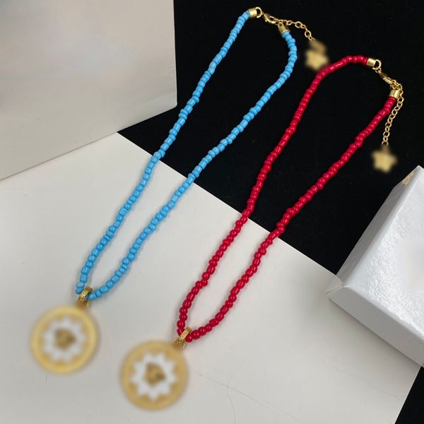 Vintage Gold Wafer Halskette Retro Antikes Rom Anhänger Halskette Einfarbige Perlen Halskette Designer Charakter Halsketten Damen Herren Anime Halskette