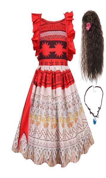 Costume cosplay Moana per ragazze per bambini Abito da principessa Vaiana con collana per costumi di Halloween Regali per ragazza 2104023987135