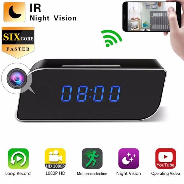 Outros relógios Acessórios WIFI Alarm Clock Segurança Detecção de movimento Nanny IR Table US Plug HD 1080P258V