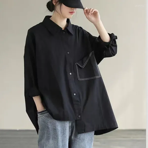 Frauen Blusen 2024 Europäischen Amerikanischen Stil Baumwolle Chic Mädchen Street Fashion Herbst Oversize Bluse Shirts Frauen Frühling Casual