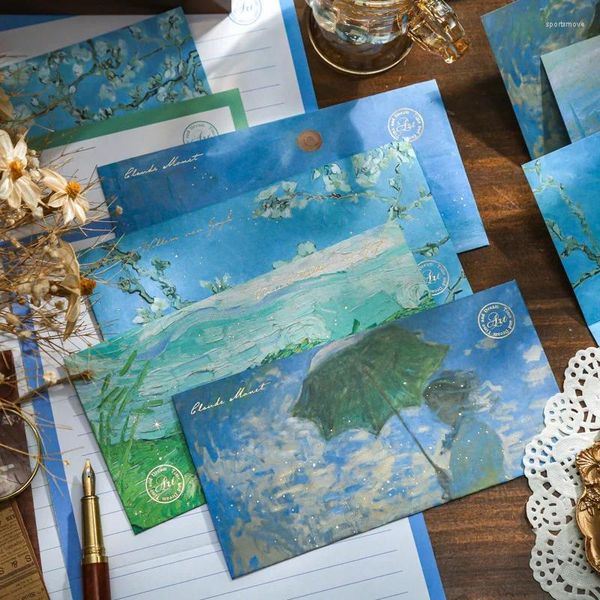 Geschenkpapier MOHAMM 6 Stück Sonnenblume Feld Mädchen Papier Brief Grußkarte und Umschlag für Kinder Erwachsene DIY Schreibwaren Aufbewahrungsumschläge