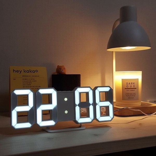LED Digital Wanduhr Alarm Datum Temperatur Automatische Hintergrundbeleuchtung Tisch Desktop Dekoration Stand hängen Uhren Q1124251j