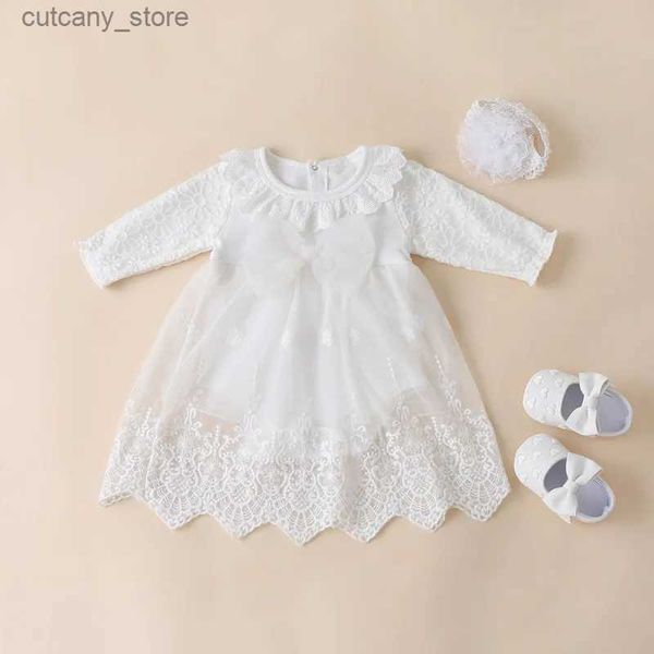 Mädchenkleider Neugeborenes Babykleidung Outfit Gazekleid für Kleinkind Mädchen Babykleidung Prinzessin Geburtstagsfeier Spitzenkleider Frühling Herbst L240315