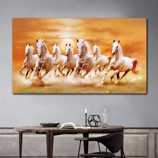 Pintura em tela de corrida, cavalo, arte de parede para sala de estar, decoração de casa, posteres e impressões de animais, sem moldura256n