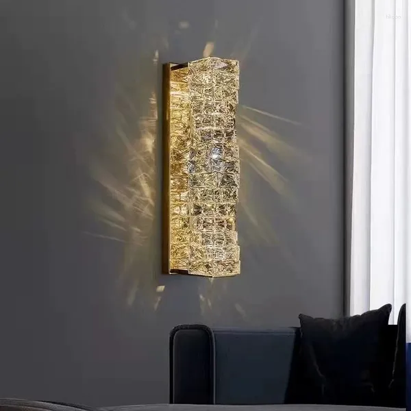 Lâmpada de parede moderna luxo lustre cristal k9 led luz cromo ouro interior brilhante arandela para sala estar/jantar/cama el