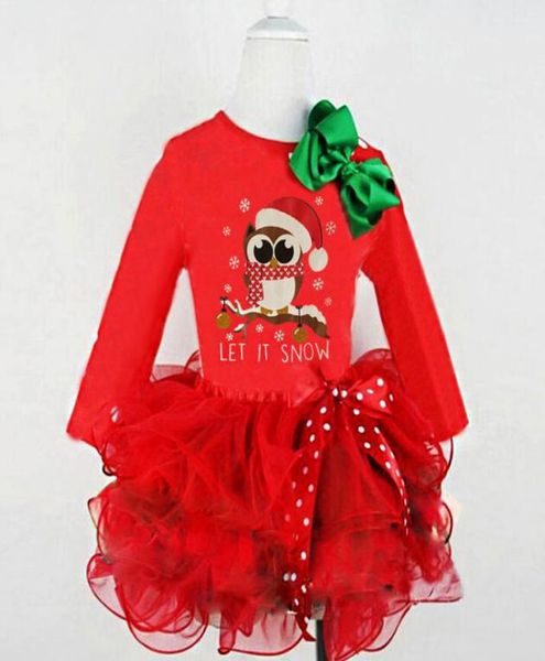 2020 Baby Mädchen Weihnachten Spitze Tutu Kleid Kinder Eule Prinzessin Kleider Herbst Mode Boutique Weihnachten Kinder Kleidung C55101341058