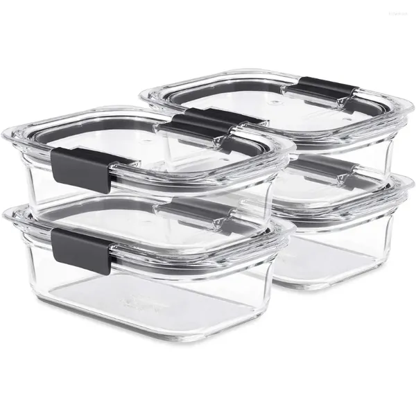 Бутылки для хранения Rubbermaid Brilliance Glass Контейнеры для пищевых продуктов на 3,2 чашки с крышками, не содержащие бисфенола А, герметичные, средние прозрачные упаковки, упаковка из 4 шт.