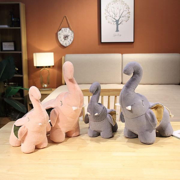 Estatuetas de elefante transfronteiriças de venda quente, brinquedos de pelúcia de desenhos animados, travesseiros de elefante reconfortantes para bebês, crianças dormindo com bonecas de pano de pelúcia