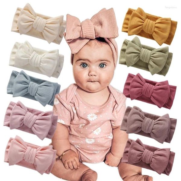 Saç Aksesuarları Q81A Bebek Bowknot Kafa Bandı Örgü Stranty Türban Elastik Big Bows Band Head Wrap Çocuklar İçin Toddler Heave