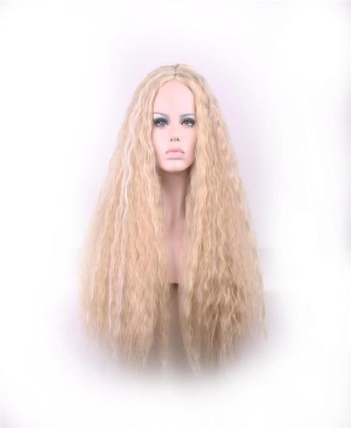 WoodFestival verworrene lockige Perücke lange blonde synthetische Perücken Frauen Afroamerikaner gute Qualität hitzebeständiges Faserhaar Cosplay 70 cm4779904