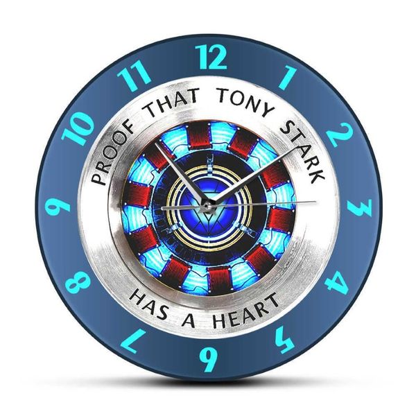 Доказательство того, что у Тони Старка есть сердце, дуговой реактор, настенные часы, супергерой, современные подвесные настенные часы, часы для фильма, домашний декор, настенное искусство X232B
