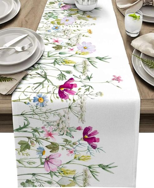 Pano de mesa primavera floral linho corredores cômoda lenços decoração fazenda jantar decorações de festa de férias