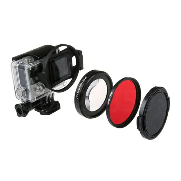 Fotocamere 7 in 1 set 58mm HD Obiettivo filtro macro ravvicinato Ingrandimento 16X + Filtro rosso per xiaomi yi 2 4k 4K + LITE Accessorio per action camera
