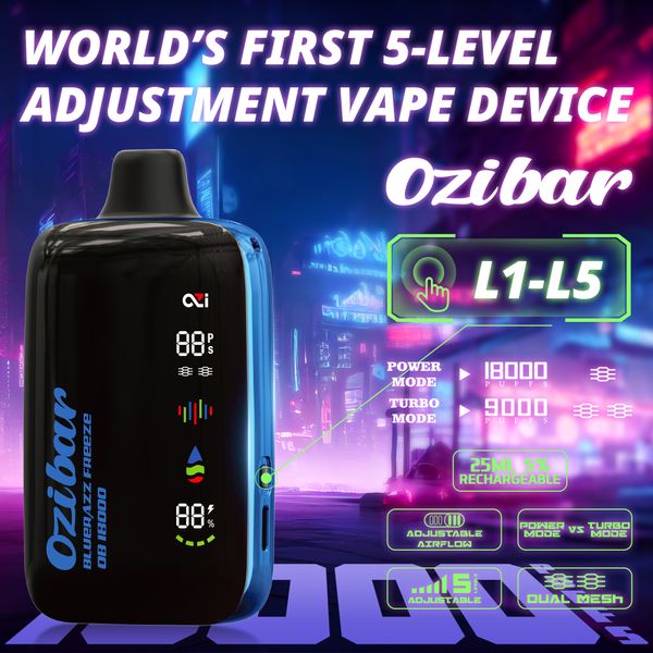 USA Ozi Gem Bar Pulse 18000 Puff Fullcry Fullcry Dual Mesh Coil в мире в мире.