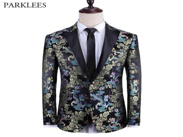 Men039s Luxury Dragon cinese ricamato abito da festa blazer marca one button bavero blazer da sposa giacca da smoking 5XL 219483838