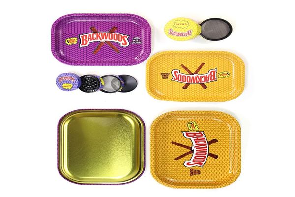 18x14cm Backwoods Rolling Bandeja Portátil Seco Erva Tabaco Armazenamento Acessórios para Fumar Papéis de Cigarro Manual Folha de Flandres Rolo Plate4792864