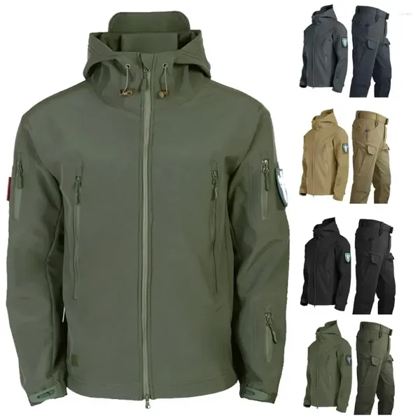 Fatos masculinos ao ar livre Sharkskin Softshell Rushing Jacket Terno Ventilador Militar À Prova de Vento Acolchoado Montanhismo