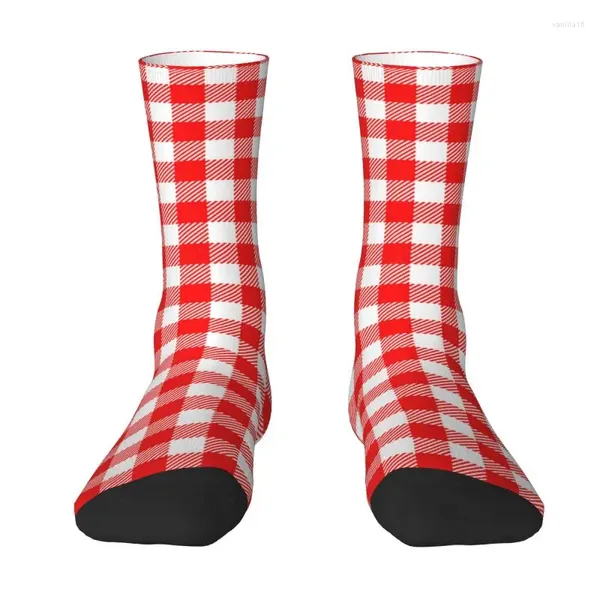 Erkek Çorap Kırmızı Ekose Damalı Tarz Mürettebat Unisex Komik 3D Baskılı Elbise