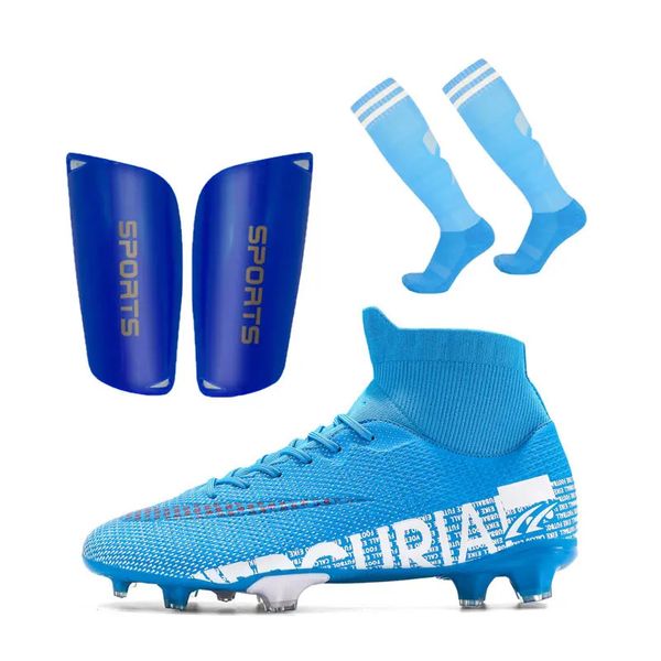 Futbol Ayakkabıları Futbol Çorap Plastik Shin Guard Yetişkinler İçin Çocuklar İçin Set Erkek Kadınlar TF FG Dış Tablo Eğitim Botları 240228