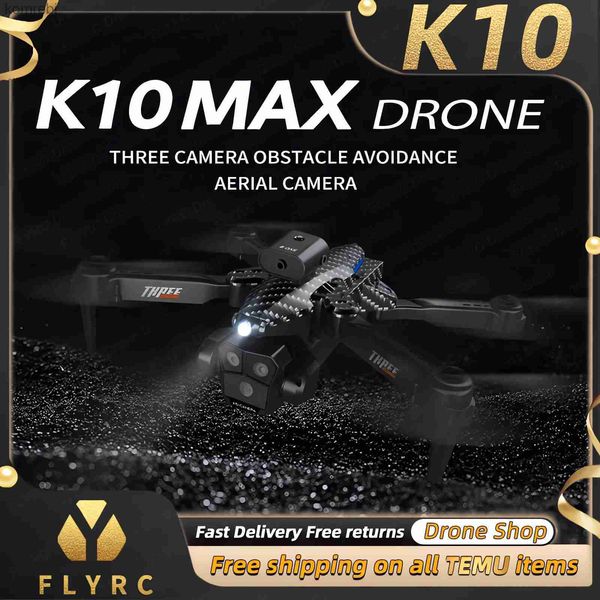 Дроны K10 MAX с тремя камерами RC Дрон SD Три камеры ESC Оптическое позиционирование потока Объезд препятствий на 360° 2,4 ГГц Wi-Fi FPV Управление через приложение 24313