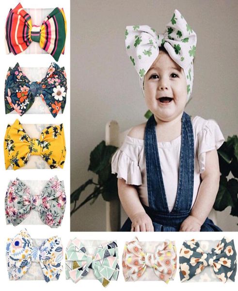 20 Stück Baby Mädchen Blumenmuster große Schleife Stirnbänder Bandanas 15 Farben Kinder Prinzessin Haarbögen Zubehör Kinder Design Boutique1149567