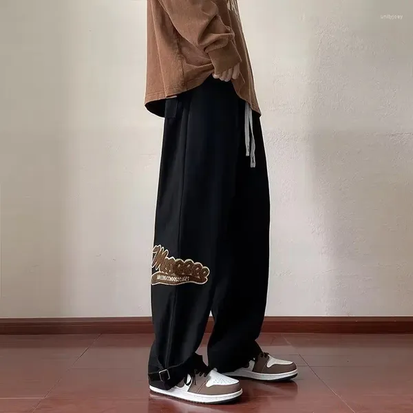 Мужские брюки 2024 Four Seasons High Street Полотенце с вышивкой Свободные прямые широкие повседневные брюки Брюки в стиле хип-хоп