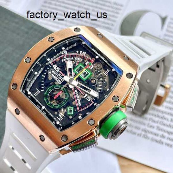 Tourbillon Watch Machinery Watch RM Watch Mens Series Rm11-01 Rose Gold Side Titanium Mancini Mecânico Automático 50x42.7mm Mens Watch