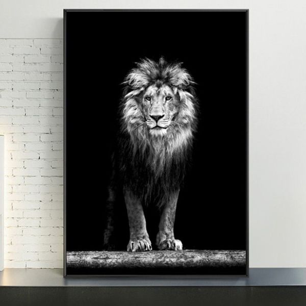 Grande leão selvagem animais feroz besta cartaz arte da parede pintura em tela quadros decorativos po para sala de estar decor243v