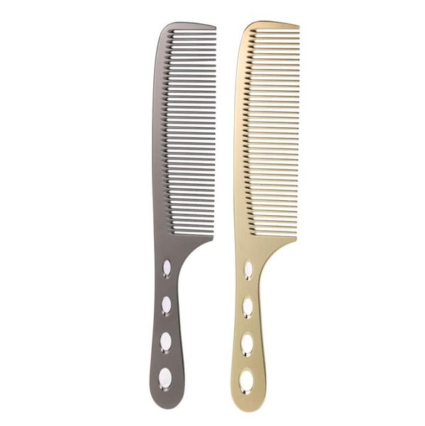 Профессиональная парикмахерская расческа из нержавеющей стали для парикмахерских, стальные расчески для стрижки волос, металлическая длинная ручка Golden9774861