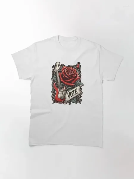 T-shirt da donna Guitar Red Rose 2024 T-shirt moda T-shirt sportiva per il tempo libero a maniche corte