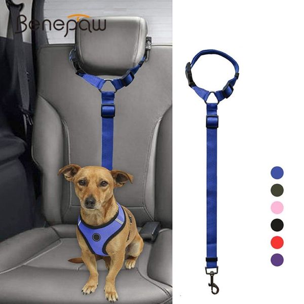 Benepaw Cintura di sicurezza per cani in nylon resistente regolabile Comodo poggiatesta per auto Design di ritenuta Cinture di sicurezza per veicoli Guinzaglio per animali domestici LJ201109296T