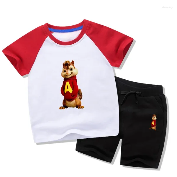 Kleidungssets Alvin und die Chipmunks Print Kurzarm T-Shirt Shorts Set Kinder Tops T-Shirt Bequemes T-Shirt Junge Mädchen Freizeitkleidung