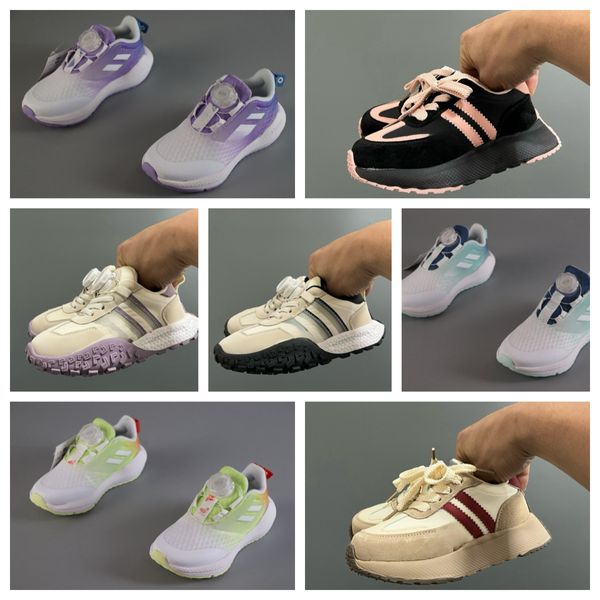2024 Scarpe per bambini EQ 21 Scarpe da corsa per bambini Bottoni rotanti Sneakers in velcro Poggiapiedi con cinghie elastiche Blocco Sneaker Scarpe casual Ragazzi Ragazze Giovani Amsneakers