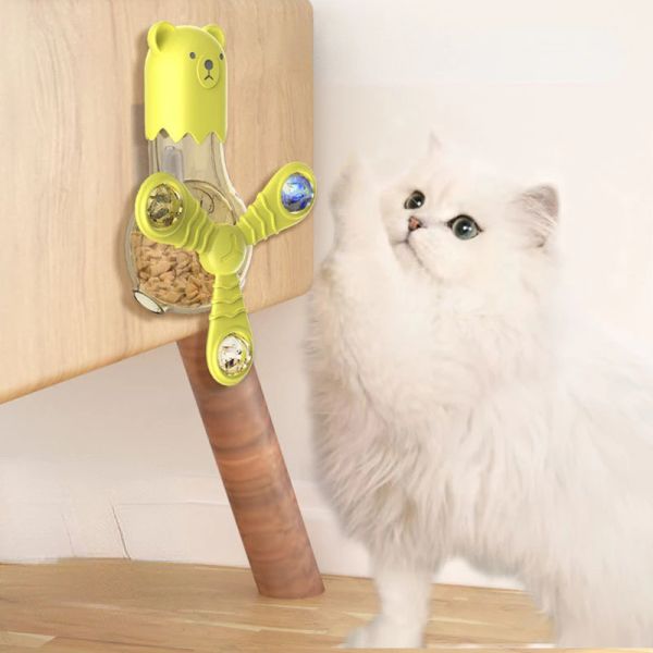 Brinquedos de gato comida vazando brinquedo wallmounted rotativo interativo pet gatos alimentação lenta tratar quebra-cabeça engraçado kitty deleite dispensando brinquedos