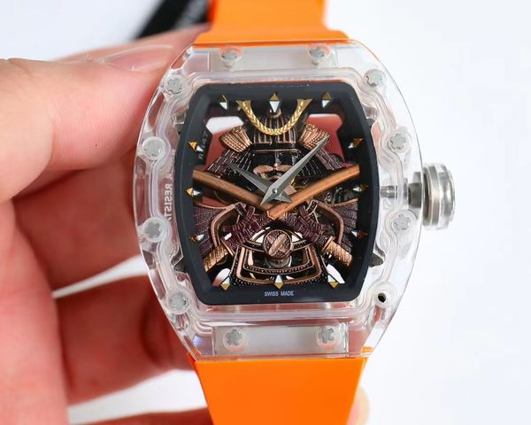 Orologio da uomo completamente automatico di fascia alta, cassa a forma di secchio, orologio da samurai giapponese RM12-01 di alta qualità