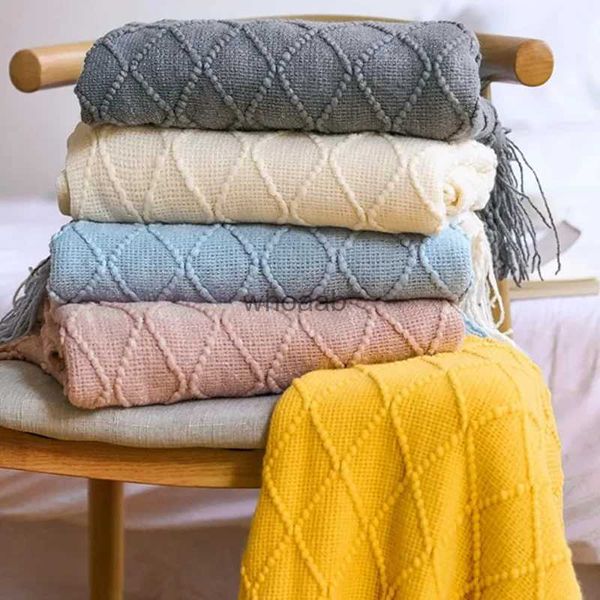 Комплекты одеял Вязаное одеяло Одеяло в стиле бохо с кисточками Тонкие скандинавские декоративные одеяла для чехлов на диван-кровать Летнее одеяло для сна 327601HBV YQ240313