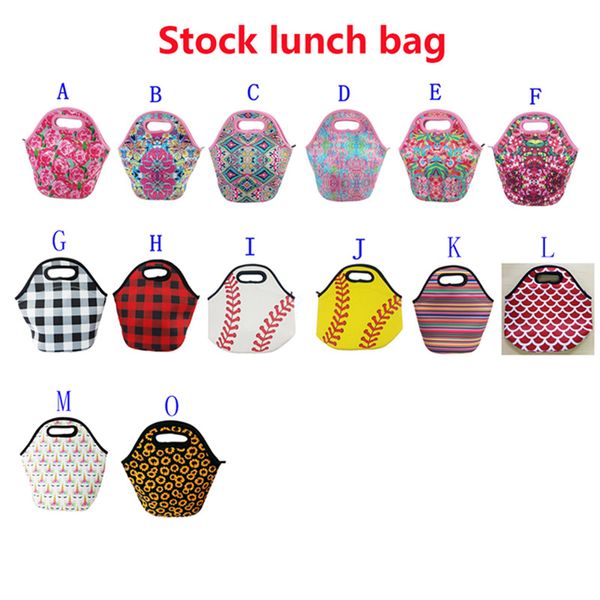 Borsa per il pranzo in neoprene Stampa baseball Impermeabile Alimenti Bevande Bento Box Tote Borse Pranzo da picnic