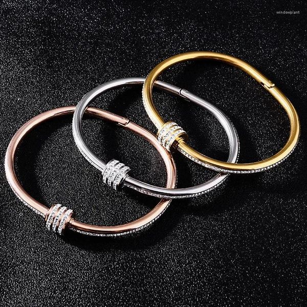 Pulseira de moda jóias pulseira para mulheres presente casal simples com zircão cúbico brilhante colorfast pulseira de aço inoxidável