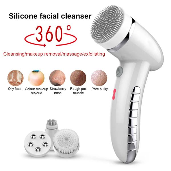 Lastoortsen 4 in 1 spazzola per la pulizia del viso rotazione di 360 gradi mini detergente per il viso pulizia dei pori profondi dei punti neri Hine massaggio elettrico del viso