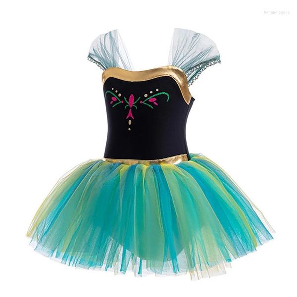 Abbigliamento da palcoscenico Abito da sera per bambini Abito da festa da fata Soffice garza Fiorellino per bambina Tutu di balletto Dancewear Costume da spettacolo di compleanno