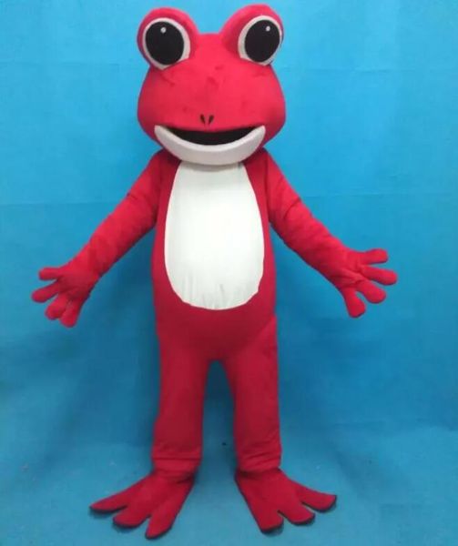 Rosa vermelha sapo trajes da mascote dos desenhos animados de alta qualidade fácil de usar roupa de publicidade tamanho adulto para o natal de alta qualidade