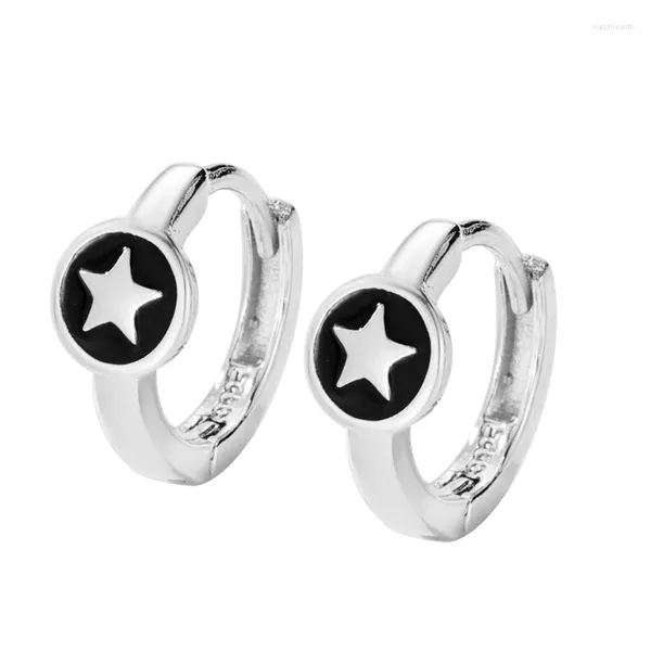 Stud Küpe S925 STERLING Gümüş Gelişmiş Duygu Sır Pentagram Kişilik Mizaç Kadın Takı