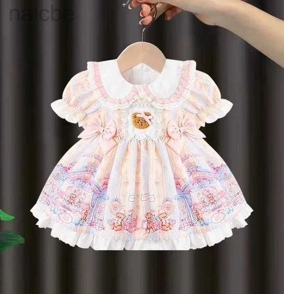 Mädchenkleider Baby Lolita Sommerkleid Niedliche Bärenschleife Prinzessin Kleider Mode Kinderkleidung ldd240313