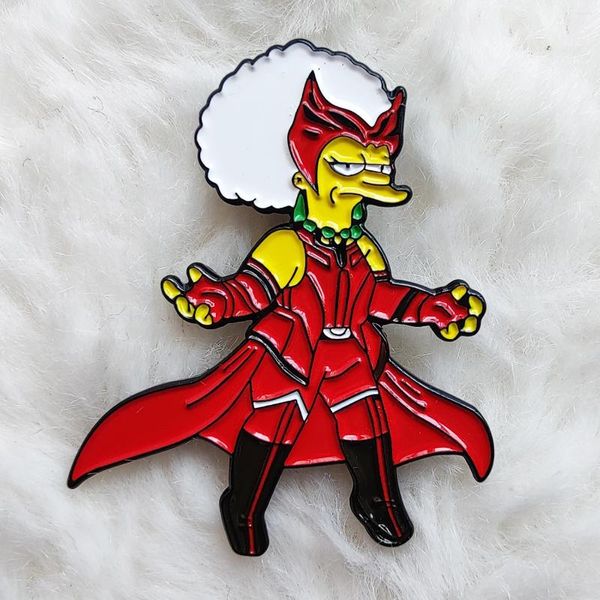 Broches Os Simpsons Cosplay Scarlet Witch Wanda Maximoff Elizabeth Olsen Esmalte Pin Bolsa Lapela Emblema Jóias Presente Para Crianças