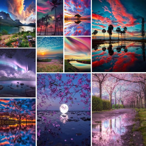 Nummer Landschaft Natur DIY Farbe nach Zahlen Komplette Kit Acrylfarben 50*70 Bild nach Zahlen Foto Loft Wandbild für Kinder