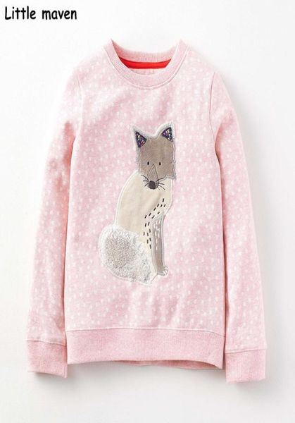Little maven crianças marca roupas de bebê menina outono novo design meninas algodão topos rosa raposa cinza impressão t camisa y2007047693615