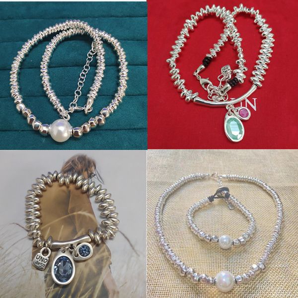 UNode50 Braccialetti con ciondoli firmati per donna uomo Intarsio di diamanti vintage Collana di cristalli con goccioline irregolari Bracciale di alta qualità Orecchini Gioielli Regalo di nozze