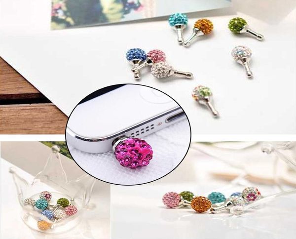 35mm Crystal Rhinestone Pırlanta Toz Anti Toz Fişi İPhone Samsung Kulaklık Jakı Fişleri Cep Telefonu Kulaklıklar Accessories4410762