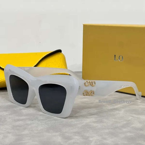 Дизайнерские солнцезащитные очки для женщин LW40120I Ацетатная бабочка в большой оправе с линзами. Роскошные мужские и женские трендовые желтые очки для зеркала вождения Белые очки Loewee 779